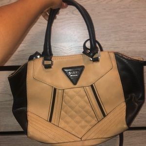 Beige and dark brown guess purse